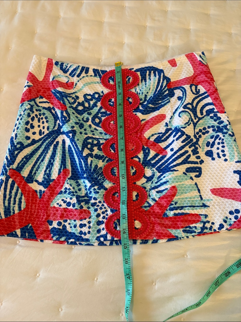 Lilly Pulitzer Coral, Blue & White Printed Mini Skirt - Picture 6 of 6